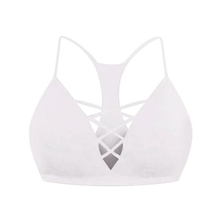 White Crisscross Ribbed Knit Racerback Bralette Size Medium