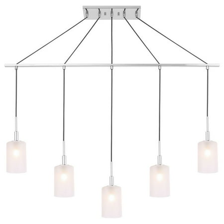 Woodbridge Lighting Elise 5-Light Glass Linear Pendant in Chrome/Opal
