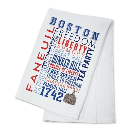 

Boston Massachusetts Typography Faneuil Hall (100% Cotton Tea Towel Decorative Hand Towel Kitchen and Home)