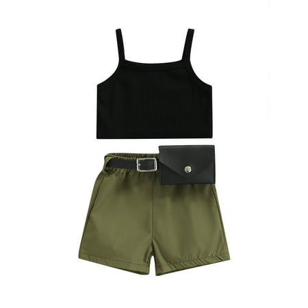 Bagilaanoe Toddler Baby Girls 3pcs Summer Outfits Spaghetti Strap Sleeveless Ribbed Vest Tops + Shorts + Waist Bag
Bagilaanoe Toddler Baby Girls 3pcs Summer Outfits Spaghetti Strap Sleeveless Ribbed Vest Tops + Shorts + Waist Bag