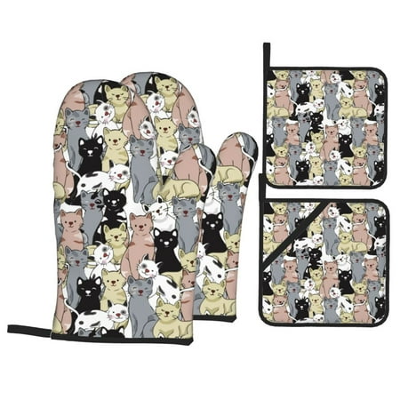 Oven Mitts and Pot Holders 4 Pcs Set Classic Cute Cartoon Cat_A High Heat Resistant Oven Mitts with Pot Holders for Kitchen Baking and Cooking
Oven Mitts and Pot Holders 4 Pcs Set Classic Cute Cartoon Cat_A High Heat Resistant Oven Mitts with Pot Holders for Kitchen Baking and Cooking
