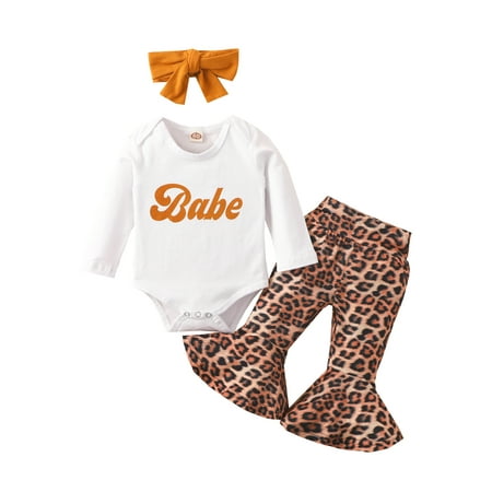 Loalirando Baby Girl Letter Print Romper and Leopard Long Pants with Headband Sets
Loalirando Baby Girl Letter Print Romper and Leopard Long Pants with Headband Sets