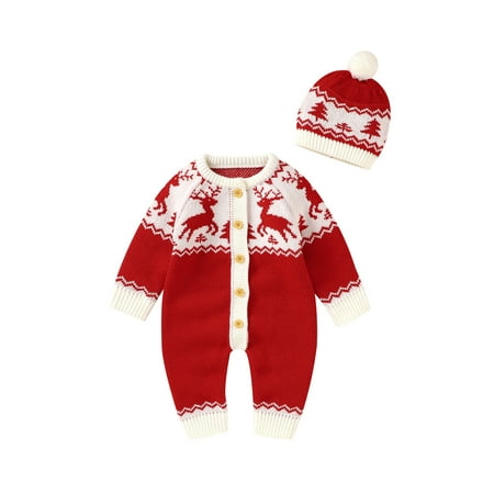 Douhoow Baby Christmas Romper Elk Print Knitted Single-Breasted Long Jumpsuit+Hat
Douhoow Baby Christmas Romper Elk Print Knitted Single-Breasted Long Jumpsuit+Hat