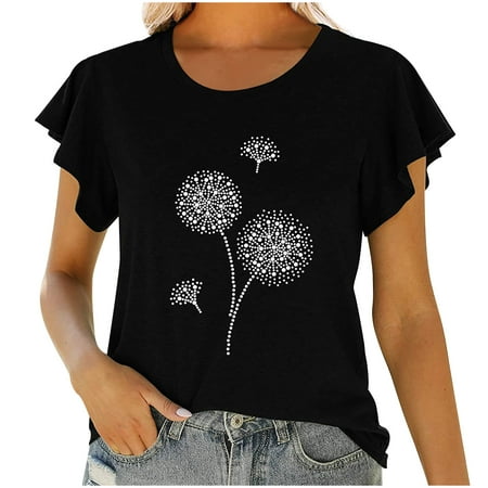 Blouses for Women Fashion 2023 Fashion Women Round Neck Short Sleeve Ruffle Printing T-shirt Tops Summer Blouse Corset Tops for Women Black S
Blouses for Women Fashion 2023 Fashion Women Round Neck Short Sleeve Ruffle Printing T-shirt Tops Summer Blouse Corset Tops for Women Black S