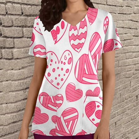 Valentines Day Gifts for Her UHEOUN Womens Tops Valentines Scrubs for Women Fashion Women Solid V-Neck Short Sleeve T-Shirt Printing Loose Blouse Tops with Pocketss End of Year Clearance
Valentines Day Gifts for Her UHEOUN Womens Tops Valentines Scrubs for Women Fashion Women Solid V-Neck Short Sleeve T-Shirt Printing Loose Blouse Tops with Pocketss End of Year Clearance