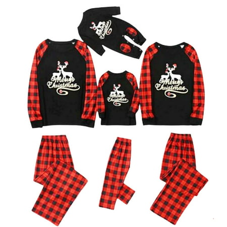 Christmas Family Holiday Pajamas Matching Set Plaid Christmas Tops Sleepwear