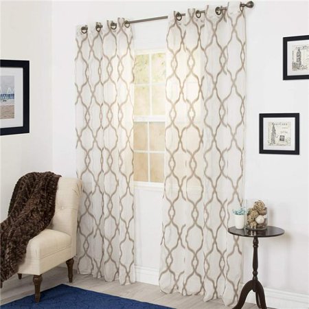 Bedford Homes 63A-27278 Elisa Emboidered Curtain Panel, Taupe - 95 in.