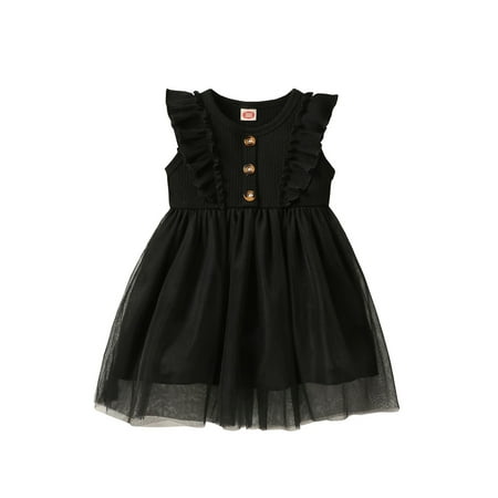 Sunisery Kids Baby Girls Mesh Princess Dress Ribbed Solid Color Ruffled Trim Sleeveless Tulle Tutu A-line Dress Black 18-24 Months
Sunisery Kids Baby Girls Mesh Princess Dress Ribbed Solid Color Ruffled Trim Sleeveless Tulle Tutu A-line Dress Black 18-24 Months