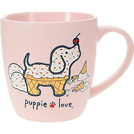 Ruszr Ice Cream Puppie Love-17oz Bone China Coffee Cup Mug 17oz Pink