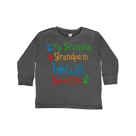 Inktastic Iowa Grandma Grandpa Loves Me Gift Toddler Boy or Toddler Girl Long Sleeve T-Shirt