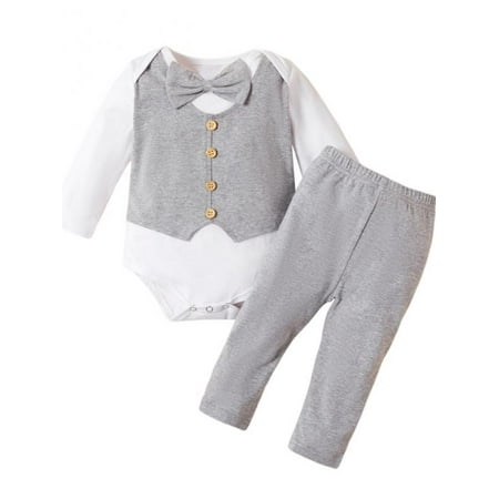 HOTWINTER Baby Boys Gentleman Rompers Outfits Suit with Bowtie Baby Boy Suit