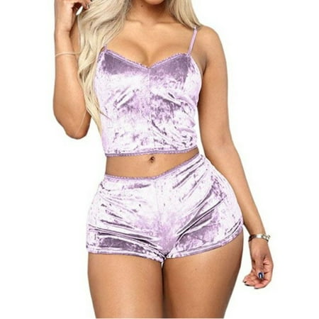 Women Off Shoulder Sexy 2PCS Lingerie Set Slim Solid Color Sling Crop Top Camisole and Elastic Band Shorts Summer Sleepwear Set
Women Off Shoulder Sexy 2PCS Lingerie Set Slim Solid Color Sling Crop Top Camisole and Elastic Band Shorts Summer Sleepwear Set