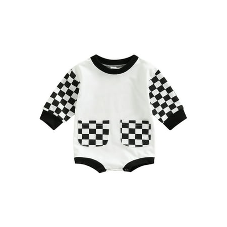 Sunisery Newborn Baby Girls Bodysuit Kids Boys Patchwork Checkerboard Long Sleeves Romper Autumn Clothes Black 0-6 Months
Sunisery Newborn Baby Girls Bodysuit Kids Boys Patchwork Checkerboard Long Sleeves Romper Autumn Clothes Black 0-6 Months