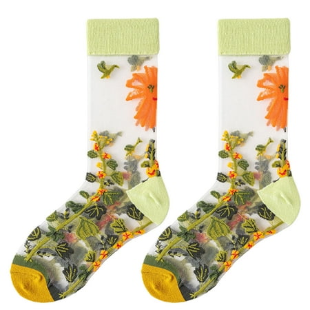 YX STORE 1 Pair Ultrathin Transparent Glass Silk Girls Socks Embroidery Flower Leaves Summer Socks Female Accessories
YX STORE 1 Pair Ultrathin Transparent Glass Silk Girls Socks Embroidery Flower Leaves Summer Socks Female Accessories