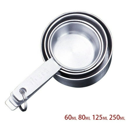 

4Pcs Stainless Steel Measuring Cups Set Stackable Metal Measure Cups Widely Used Kitchen Dry Food Cooking Baking Measurements