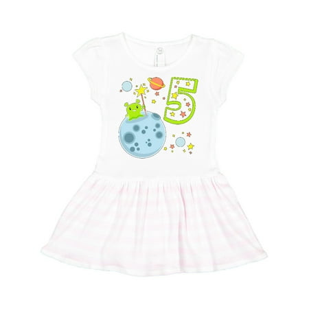 Inktastic Cute Fifth Birthday Alien in Space Gift Toddler Girl Dress