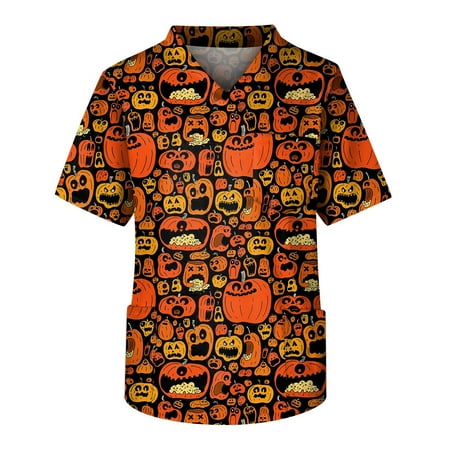 SENDKEELPlus Size Halloween Printed Scrub Working Uniform Tops For Men s Cross V-Neck Short Sleeve Fun T-Shirts Workwear Tee With Pockets
SENDKEELPlus Size Halloween Printed Scrub Working Uniform Tops For Men s Cross V-Neck Short Sleeve Fun T-Shirts Workwear Tee With Pockets