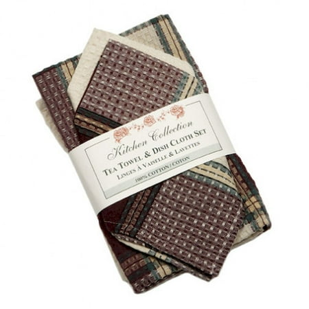 2 Tea Towels And 2 Dish Cloths - Sherwood Burgundy Towel Set