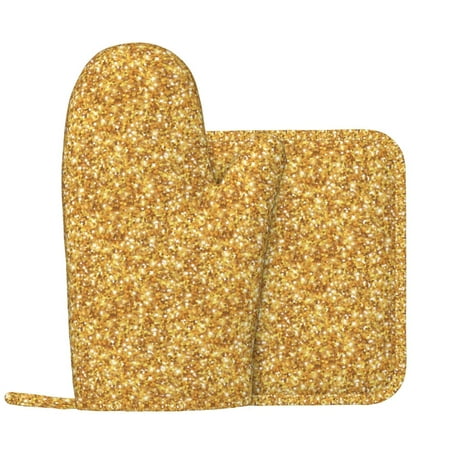 lightning Gold Glitter Oven Mitts and Pot Holders Sets with 1 Non-Slip Left Silicone Oven Mitts and 1 Heatproof Insulated Hot Pads for Kitchen Use in Cooking Baking Grilling
lightning Gold Glitter Oven Mitts and Pot Holders Sets with 1 Non-Slip Left Silicone Oven Mitts and 1 Heatproof Insulated Hot Pads for Kitchen Use in Cooking Baking Grilling