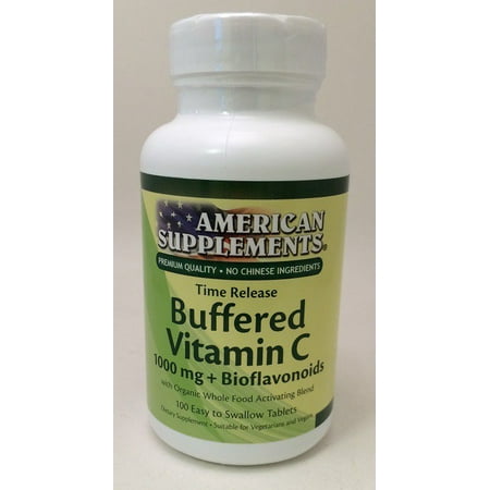 Buffered Vitamin C 1000 mg Bioflavonoids No Chinese Ingredients Time Release American Supplements 100 Tabs