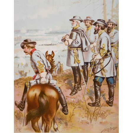 General Robert E Lee At The Battle Of Fredericksburg December 13 1862 Artist HA Ogden Canvas Art - Ken Welsh Design Pics (12 x 16)