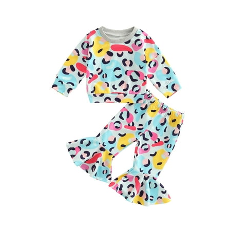 Frobukio 2Pcs Toddler Baby Girls Pants Sets Long Sleeve Round Neck Leopard Print Tops + Long Flare Trousers Blue 18-24 Months
Frobukio 2Pcs Toddler Baby Girls Pants Sets Long Sleeve Round Neck Leopard Print Tops + Long Flare Trousers Blue 18-24 Months