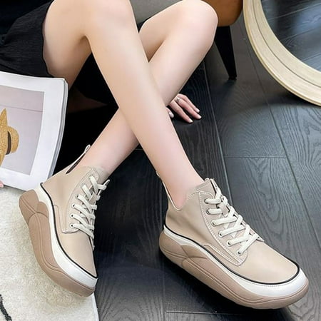 Cathalem High Top Lace Up Casual Retro Soft Leather Shoes Women s Thick Soled Rocking Shoes Fashion Women Shoes Slip on Casual Khaki 6.50
Cathalem High Top Lace Up Casual Retro Soft Leather Shoes Women s Thick Soled Rocking Shoes Fashion Women Shoes Slip on Casual Khaki 6.50