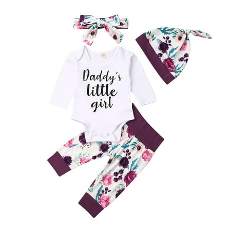 Newborn Baby Girl Romper Set Dad s Litter Girl Long Sleeve Romper Playsuit + Flower Trousers + Headband 4 Pieces Baby Clothing
Newborn Baby Girl Romper Set Dad s Litter Girl Long Sleeve Romper Playsuit + Flower Trousers + Headband 4 Pieces Baby Clothing