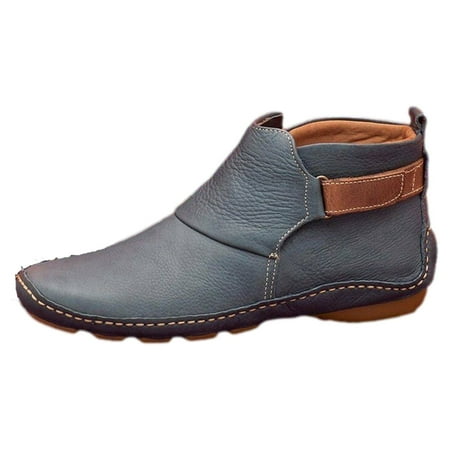 Fall Winter Women s Ankle Boots Faux Pu Leather Round Toe Low Top Short Booties Shoes