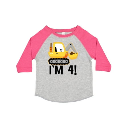 Inktastic 4th Birthday Construction Boy Outift Gift Toddler Boy Girl T-Shirt