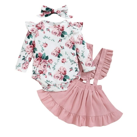 Kids Baby Girls Long Ruffled Sleeve Floral Print Romper Bodysuit Tops Solid Suspender Skirt With Headbands Outfits Set 3PCS Teens Outfits for Girls
Kids Baby Girls Long Ruffled Sleeve Floral Print Romper Bodysuit Tops Solid Suspender Skirt With Headbands Outfits Set 3PCS Teens Outfits for Girls