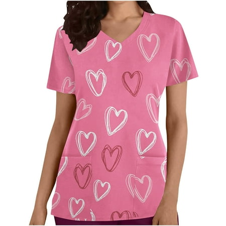 CYMMPU Women s V-Neck Pocketed Scrub_Tops Nurse Workwear Uniform Clearance Going out Tops Summer Tees Short Sleeve Shirts Trendy Valentine s Day Tunic Love Heart Printing Fashion Tshirts Pink XL
CYMMPU Women s V-Neck Pocketed Scrub_Tops Nurse Workwear Uniform Clearance Going out Tops Summer Tees Short Sleeve Shirts Trendy Valentine s Day Tunic Love Heart Printing Fashion Tshirts Pink XL