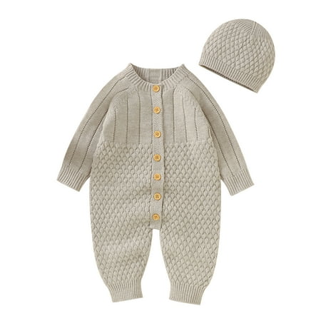 Baby Knit Romper Cotton Button Down Long Sleeve Boy Girl Solid Sweater Clothes Baby Jumpsuit With Hat 6-9 Months
Baby Knit Romper Cotton Button Down Long Sleeve Boy Girl Solid Sweater Clothes Baby Jumpsuit With Hat 6-9 Months