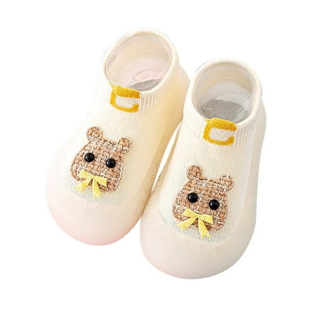 

Toddler Shoes Animal Cartoon Socks Shoes Toddler WarmThe Floor Socks Non Slip Prewalker Shoes Baby Shoes Beige 8.5