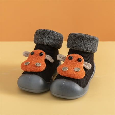 ãYilirongyummã Baby Shoes Toddler Kids Baby Boys Girls Shoes First Walkers Thickened Warm Cute Cartoon Animals Antislip Shoes Socks Shoes Prewalker Sneaker
