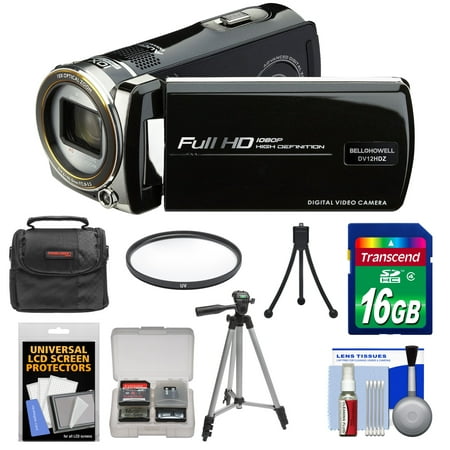 Bell & Howell DV12HDZ 1080p HD Video Camera Camcorder (Black) with 16GB Card + Case + Tripod + Filter + Accessory Kit