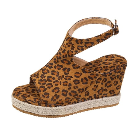 Sandals Women Ladies Fashion Leopard Print Suede Straw Wedge Platform Fish Mouth Open Toe Sandals Womens Sandals Flock Brown 37
Sandals Women Ladies Fashion Leopard Print Suede Straw Wedge Platform Fish Mouth Open Toe Sandals Womens Sandals Flock Brown 37