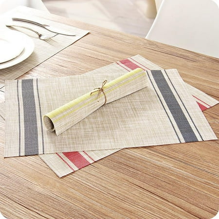 Placemats - Washable Anti-Skid PVC Placemat Heat-resistand Woven Vinyl Table Mats for Kitchen Table 12x18 inches Set of 4
Placemats - Washable Anti-Skid PVC Placemat Heat-resistand Woven Vinyl Table Mats for Kitchen Table 12x18 inches Set of 4
