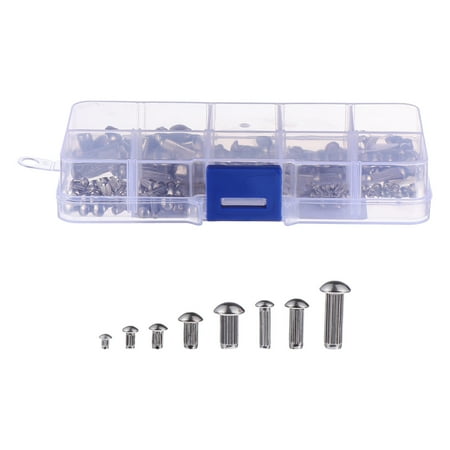 160 Pcs Stainless Steel Rivets Round Head Rivet Kit Knurled Shanks Rivet Nuts