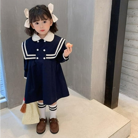 Clearance Autumn Girl s Long Sleeve Korean Style Navy Dress Kids Korean Design Navy Collar Western Windbreaker Cotton Dress
Clearance Autumn Girl s Long Sleeve Korean Style Navy Dress Kids Korean Design Navy Collar Western Windbreaker Cotton Dress