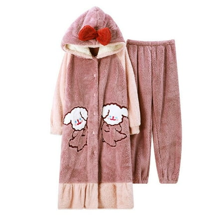 PIKADINGNIS FUNISHI Coral Fleece Winter Pajamas Cartoon Nightdress Loose Version Hooded Inspissate Women Sleepwear Plus Size Pajama Set
PIKADINGNIS FUNISHI Coral Fleece Winter Pajamas Cartoon Nightdress Loose Version Hooded Inspissate Women Sleepwear Plus Size Pajama Set