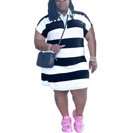 Frontwalk Plus Size Lapel Collar Summer Pajamas Dresses for Women Striped Baggy Nightgowns Polo Sleepwear
Frontwalk Plus Size Lapel Collar Summer Pajamas Dresses for Women Striped Baggy Nightgowns Polo Sleepwear