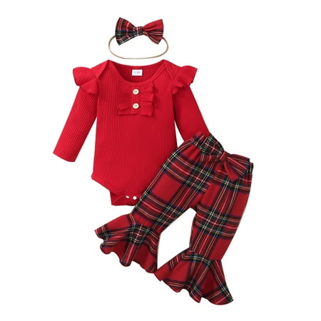 Co.MMehjri Infant Baby Girl Christmas Clothes 0-18M Newborn Long Sleeve Romper with Plaid Flare Pants and Bow Headband Outfit
Co.MMehjri Infant Baby Girl Christmas Clothes 0-18M Newborn Long Sleeve Romper with Plaid Flare Pants and Bow Headband Outfit