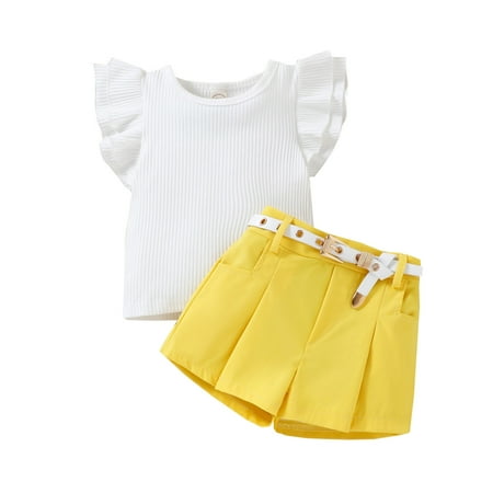 ZHAGHMIN 5T Girls Outfits Sets Spring Summer Toddler Girls Ruffles Fly Sleeve Solid Ribbed Tops T Shirt Shorts Belt Outfits Baby Girl Long Sleeve Set 3-6 Month Girl Clothes Baby Girl Clothes 6-12 Mo
ZHAGHMIN 5T Girls Outfits Sets Spring Summer Toddler Girls Ruffles Fly Sleeve Solid Ribbed Tops T Shirt Shorts Belt Outfits Baby Girl Long Sleeve Set 3-6 Month Girl Clothes Baby Girl Clothes 6-12 Mo