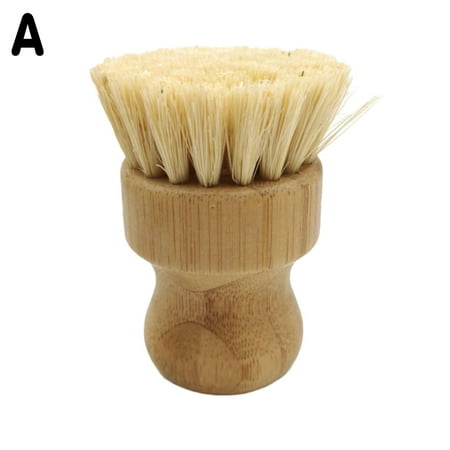 Bamboo Scrub Dish Wash Brush Kitchen Cleaning For Handle Natural Wooden D0H0