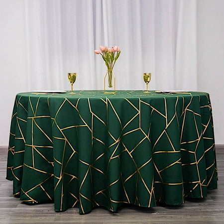 BalsaCircle 120 Hunter Green Gold Metallic Geometric Design Polyester Round Tablecloth
BalsaCircle 120 Hunter Green Gold Metallic Geometric Design Polyester Round Tablecloth