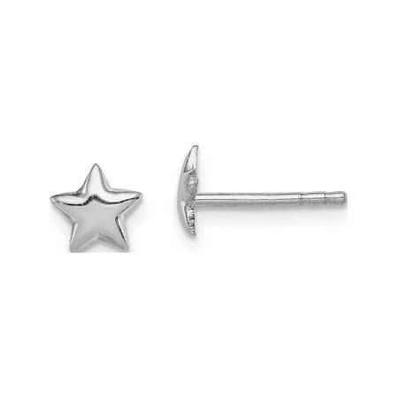 Designer Sterling Silver Rh Plated Child's Polished Star Post Earrings (Length=6) (Width=7) Made In Thailand