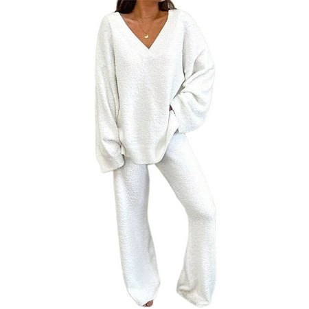 Rejlun Women Lounge Sets V Neck Pajamas Long Sleeve Two Piece Outfit Thick Top And Palazzo Pant Casual Sports Sleepwear Set White L
Rejlun Women Lounge Sets V Neck Pajamas Long Sleeve Two Piece Outfit Thick Top And Palazzo Pant Casual Sports Sleepwear Set White L