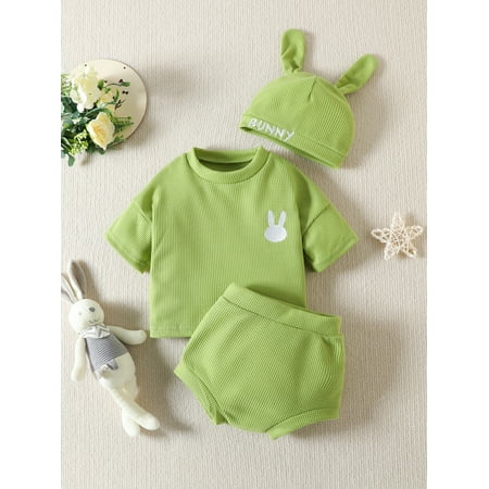 3Pcs Newborn Baby Girl Boy Easter Outfit Short Sleeve Waffle Top Elastic Shorts Bunny Ear Hat Cute Clothing (Pink 12-18 Months)
3Pcs Newborn Baby Girl Boy Easter Outfit Short Sleeve Waffle Top Elastic Shorts Bunny Ear Hat Cute Clothing (Pink 12-18 Months)