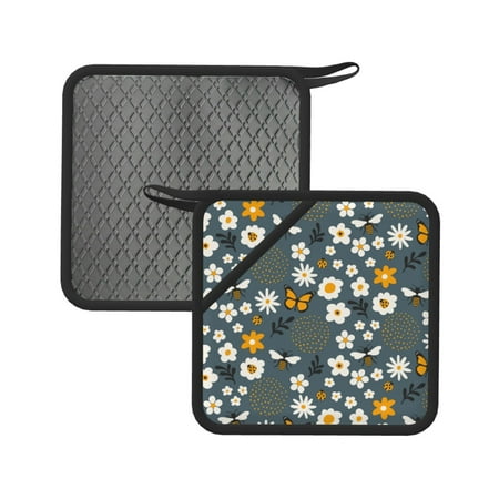 2PCS Pot Holders for Kitchen - Heat Resistant Silicone Pot Holders with Hanging Loop Flowers and Bee Non Slip Oven Hot Pads Potholders for Decor Baking Cooking Kitchen
2PCS Pot Holders for Kitchen - Heat Resistant Silicone Pot Holders with Hanging Loop Flowers and Bee Non Slip Oven Hot Pads Potholders for Decor Baking Cooking Kitchen